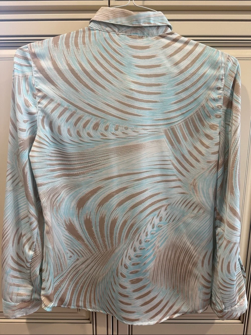 Chico's Aqua & Taupe Swirl-Pattern Button Down Shirt